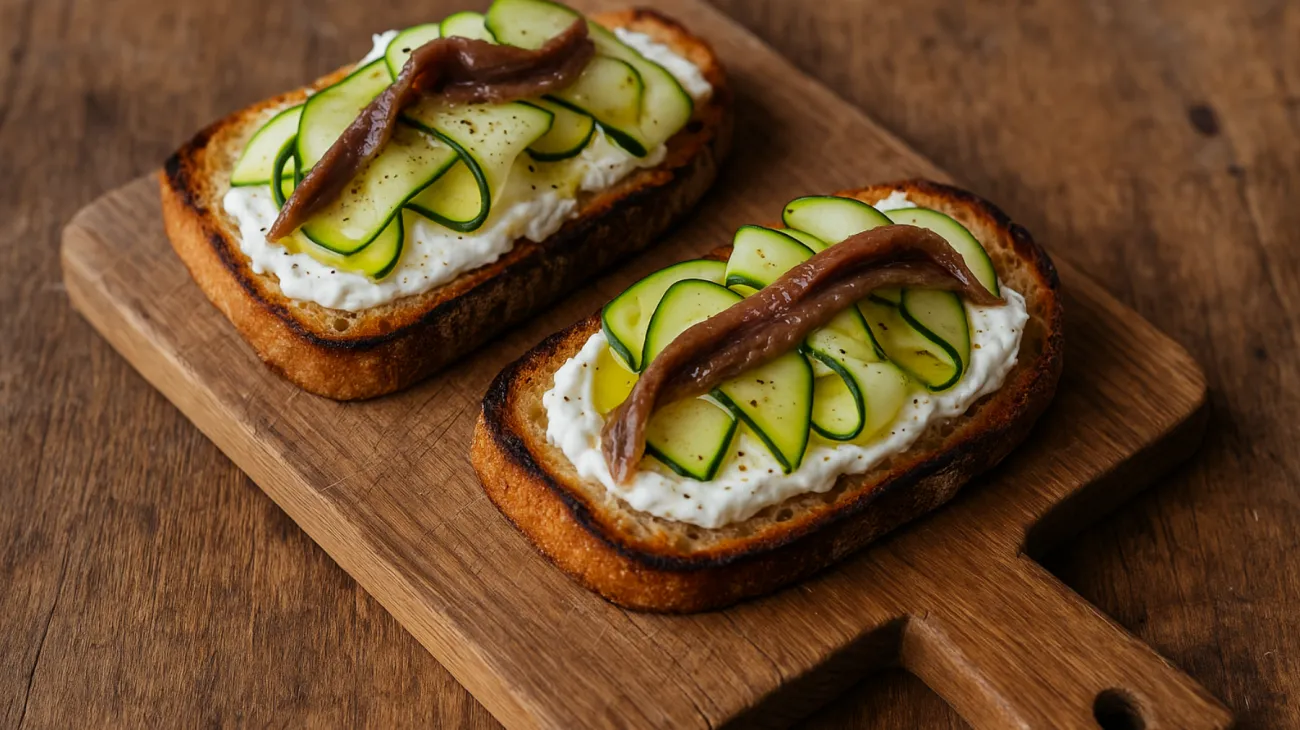 Bruschetta zucchine acciughe stracchino"