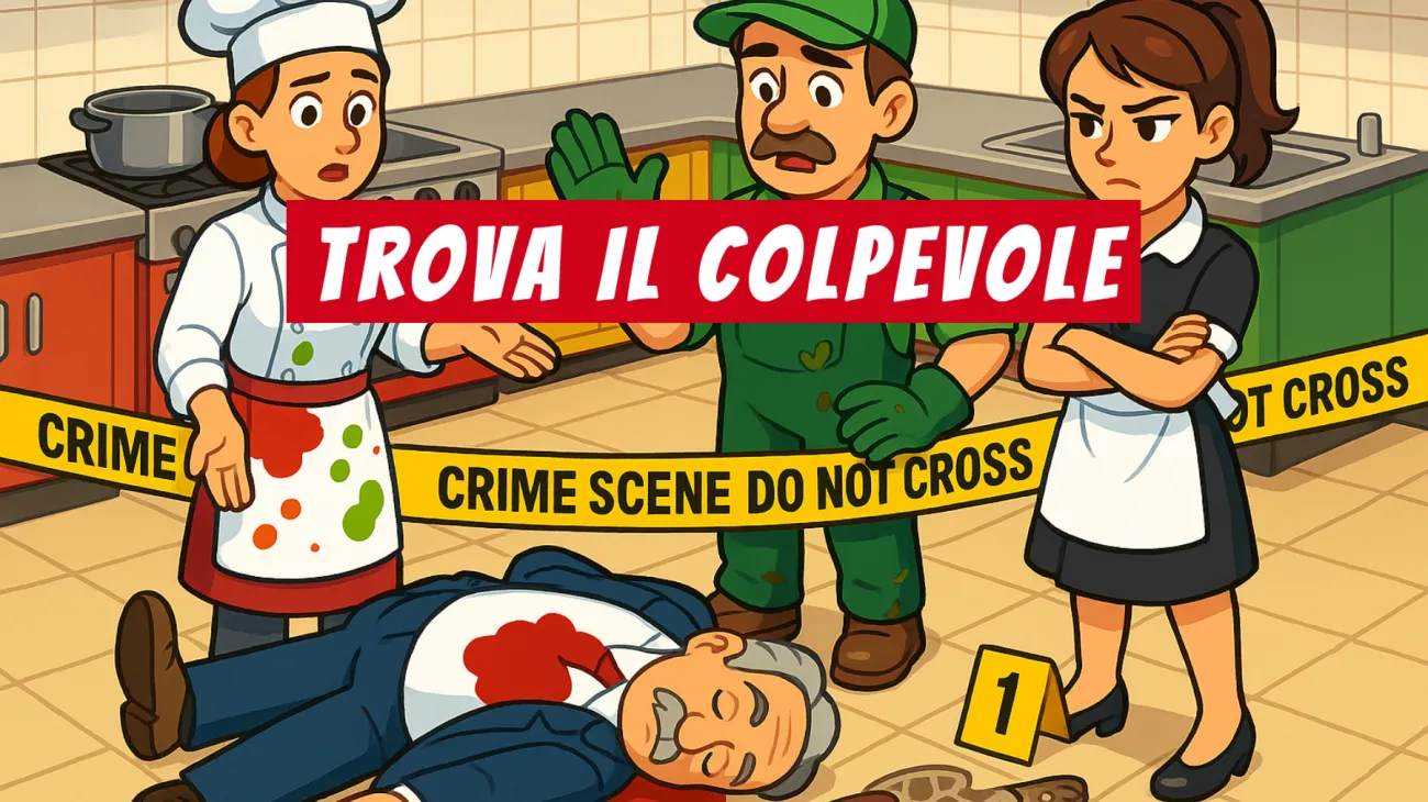 Solo chi ha un vero genio riesce a risolvere questo misterioso delitto in cucina: riconosci il colpevole dai dettagli? Sfida te stesso!"