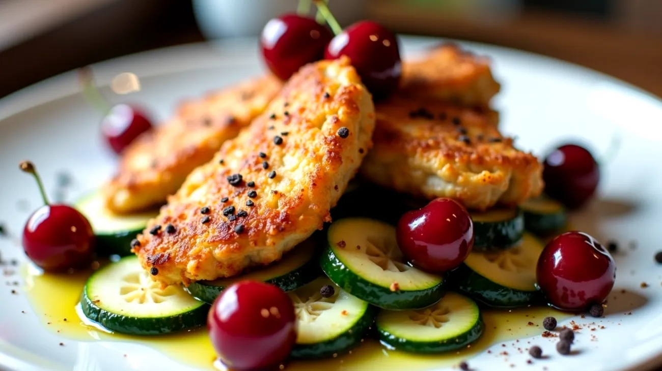 pollo zucchine ciliegie"