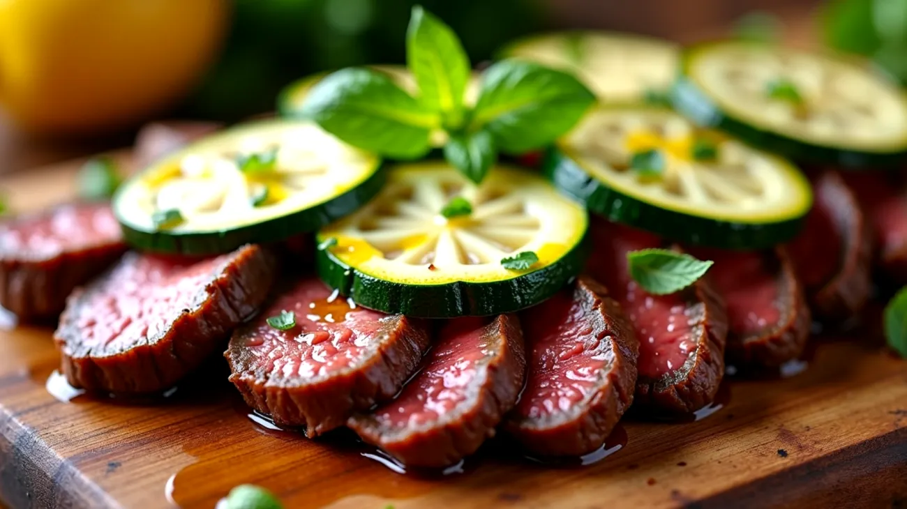 tagliata di manzo robiola zucchine croccanti"